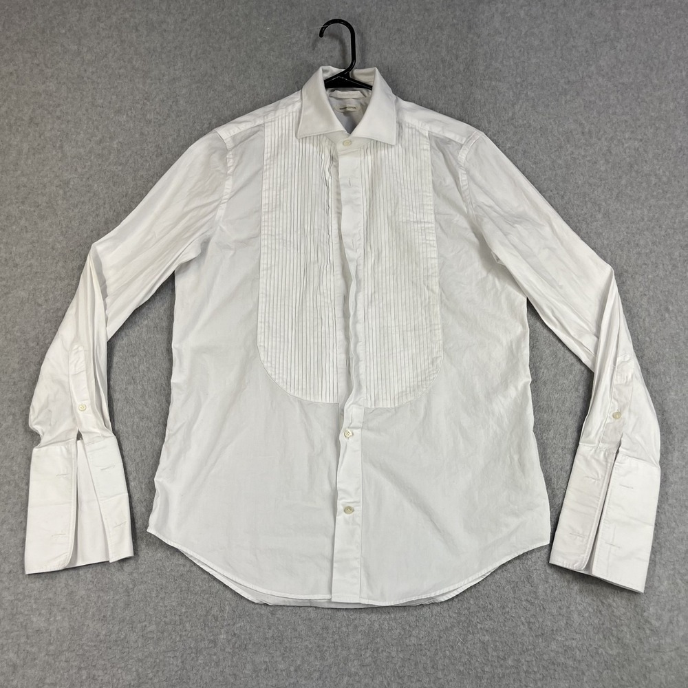 Suitsupply Shirt Mens 15 Slim Fit Tuxedo French Cuff Curved Bib Panel White